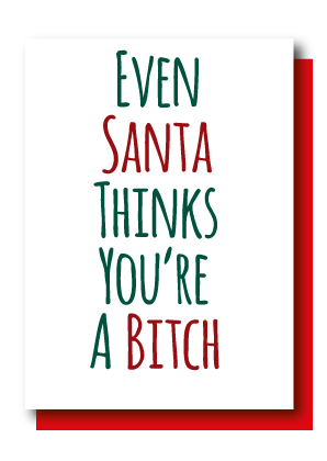 Pack Of 5 Cards, Santa Bitch